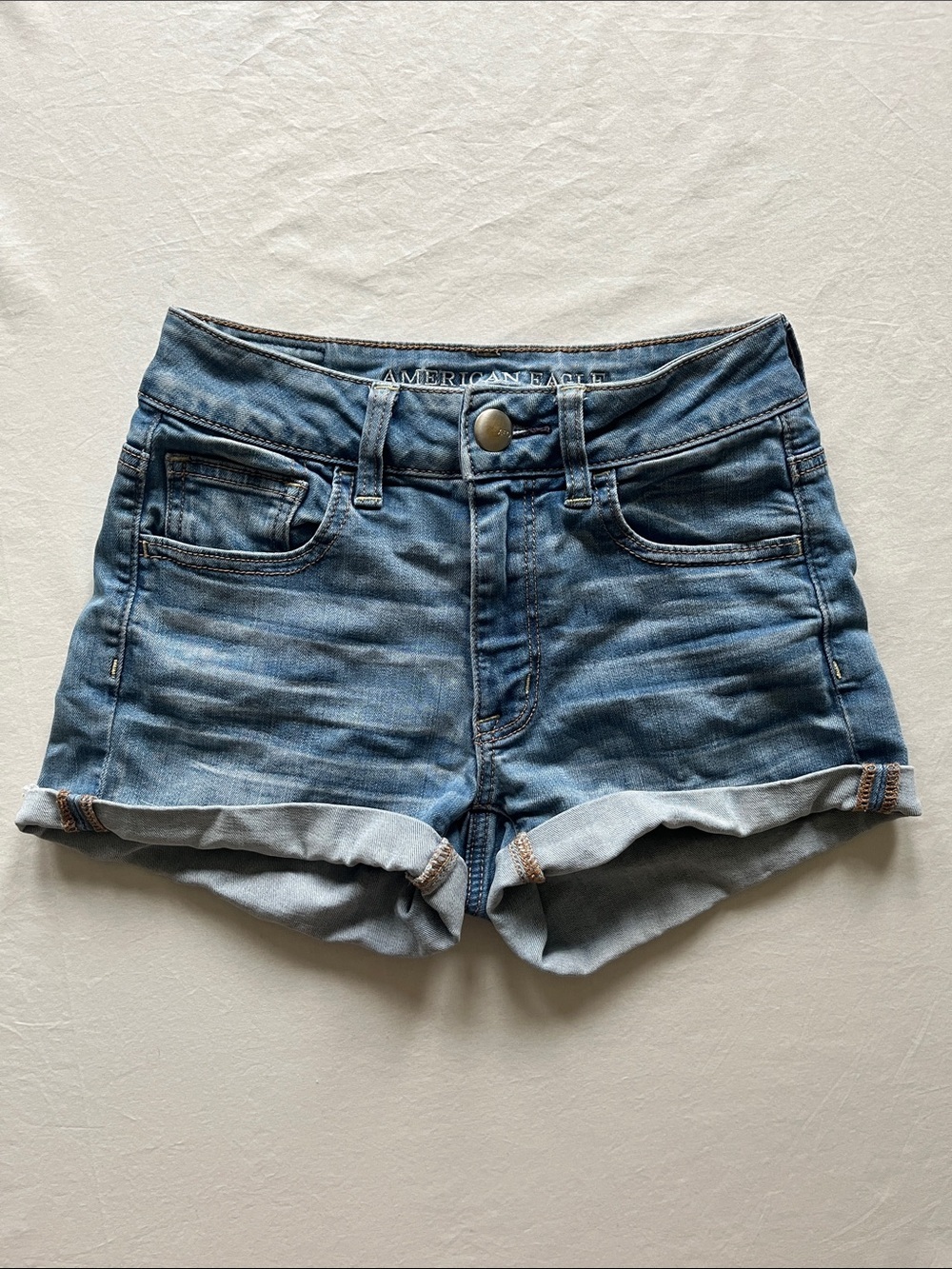 American Eagle Outfitters Light Blue Super Stretch Hi-Rise Shortie